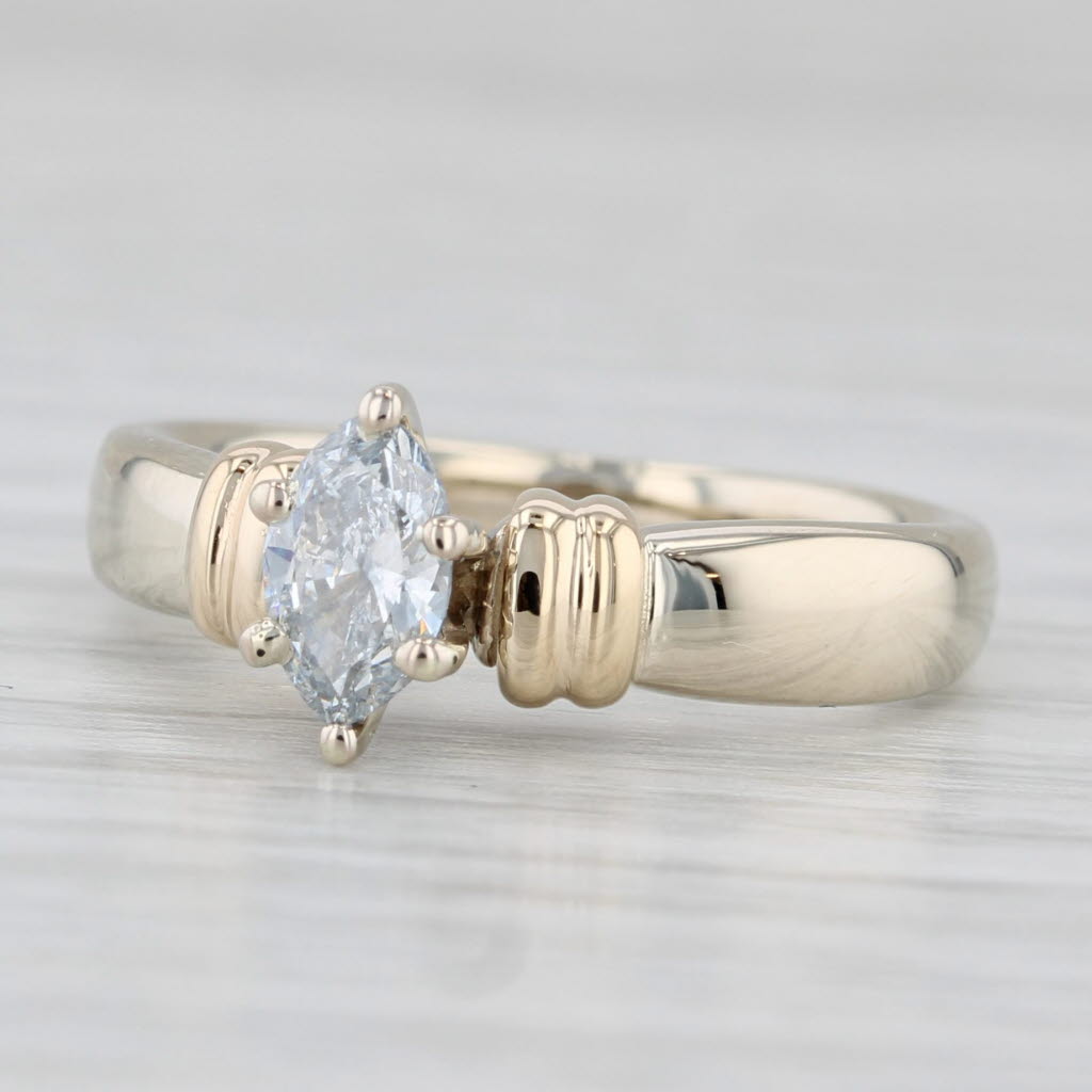 Light Gray 0.35ctw Marquise Diamond Solitaire Ring 14k Yellow Gold