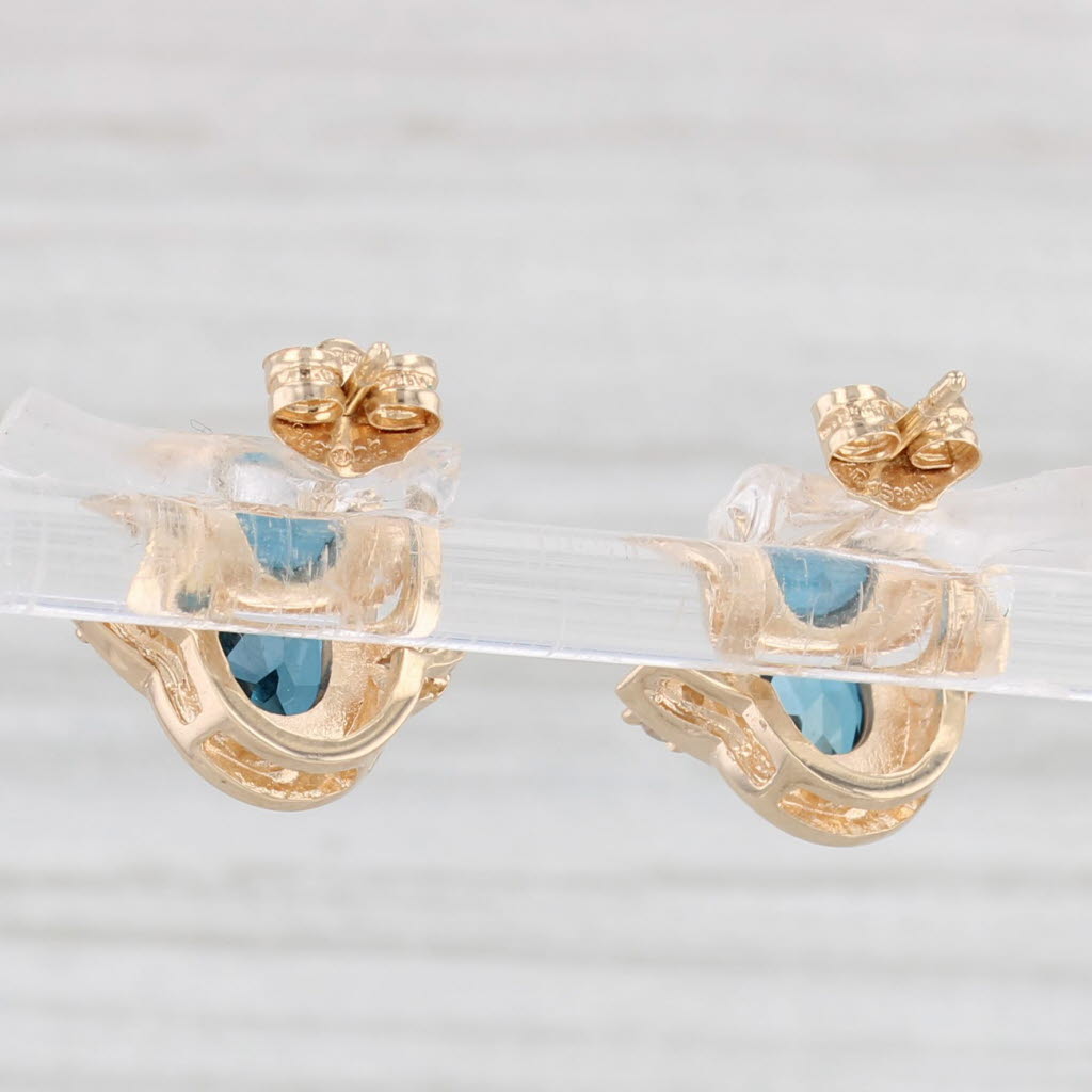 Light Gray 2.17ctw Blue Topaz Diamond Stud Earrings 14k Yellow Gold