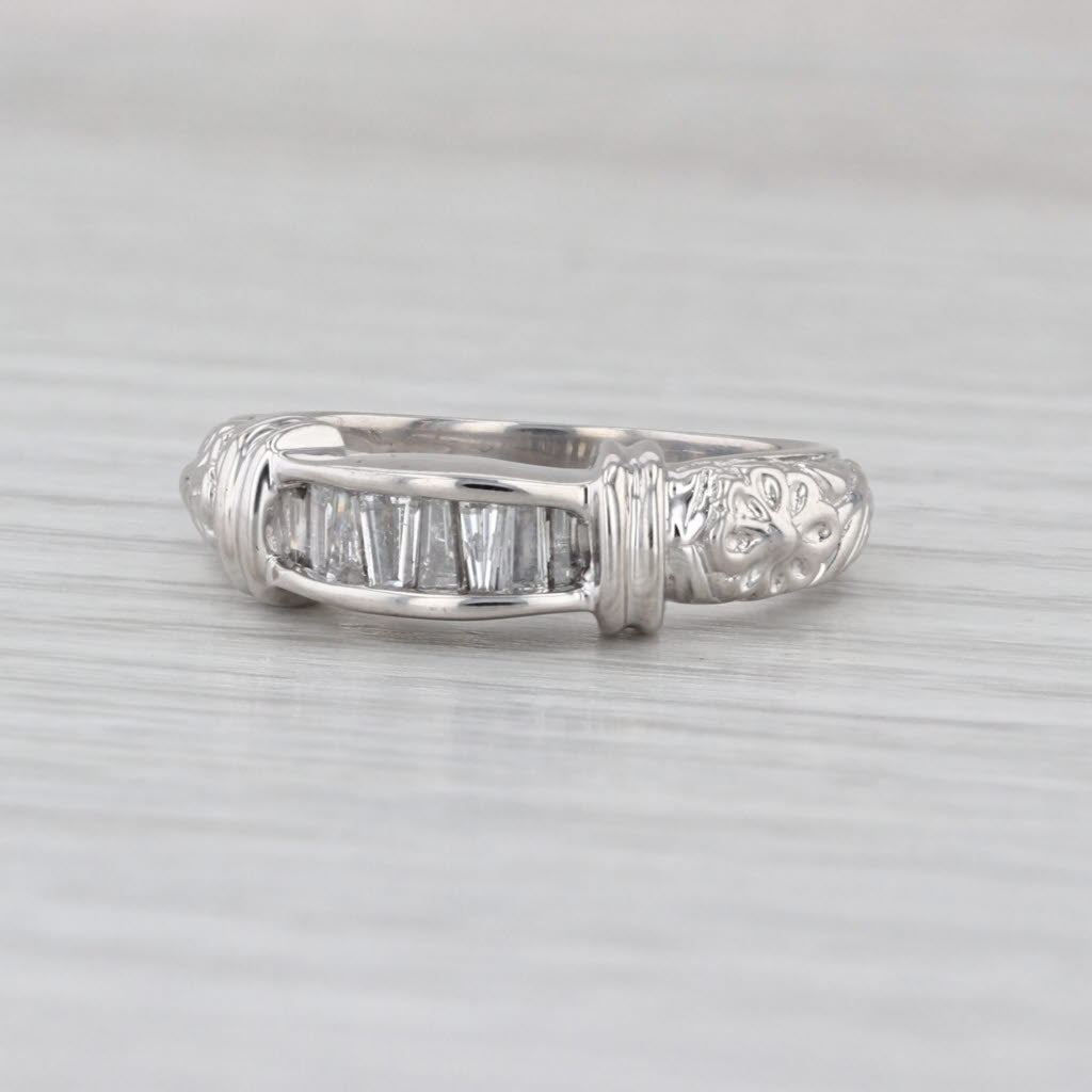 0.25ctw Diamond Wedding Ring 14k White Gold Floral Stackable Annivesary Band