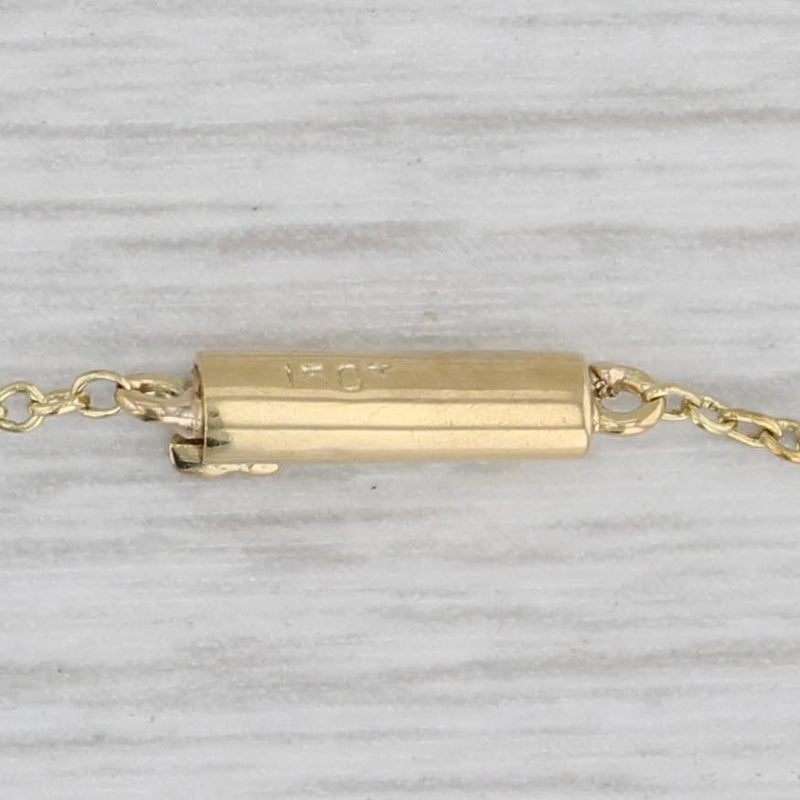 Antique 1ct Garnet Pearl Lariat Necklace 15k Gold Platinum 18.25" Cable Chain