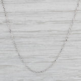 New Adjustable Diamond Cut Cable Chain Necklace 14k White Gold 16-18" 0.8mm