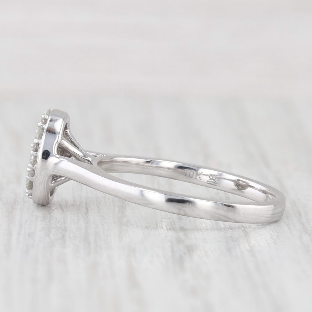 0.35ctw Pave Cluster Diamond Ring 10k White Gold Size 7 Engagement