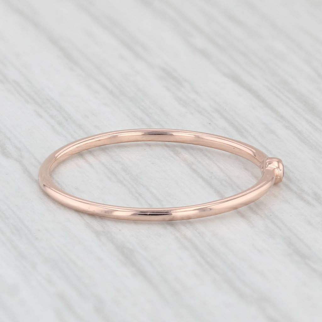 Light Gray Blue Diamond Solitaire Ring 14k Rose Gold Size 6 Stackable Band