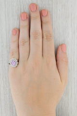 Tan New 1.77ctw Pink Sapphire Diamond Halo Ring 14k White Gold Size 7