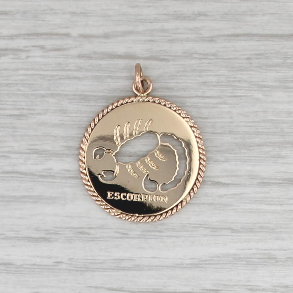Escorpion Scorpio Zodiac Sign Pendant 18k Gold Astrology Charm Medallion
