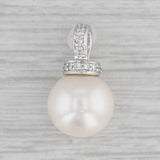 Cultured Pearl Diamond Pendant 14k White Gold Small Drop