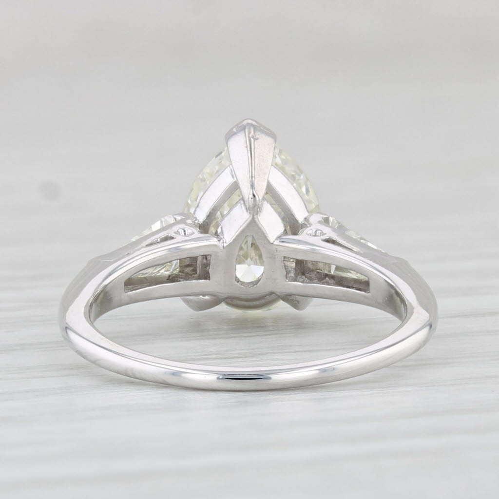 Light Gray Jabel 2.88ctw Pear Diamond Engagement Ring 18k White Gold Size 7 GIA Box Vintage