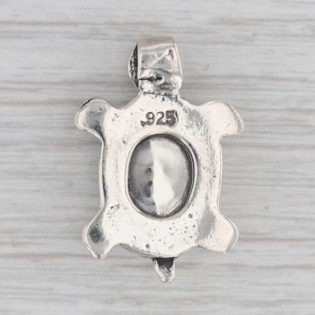 Gray Lab Created Turquoise Sea Turtle Pendant Sterling Silver Southwestern Jewelry