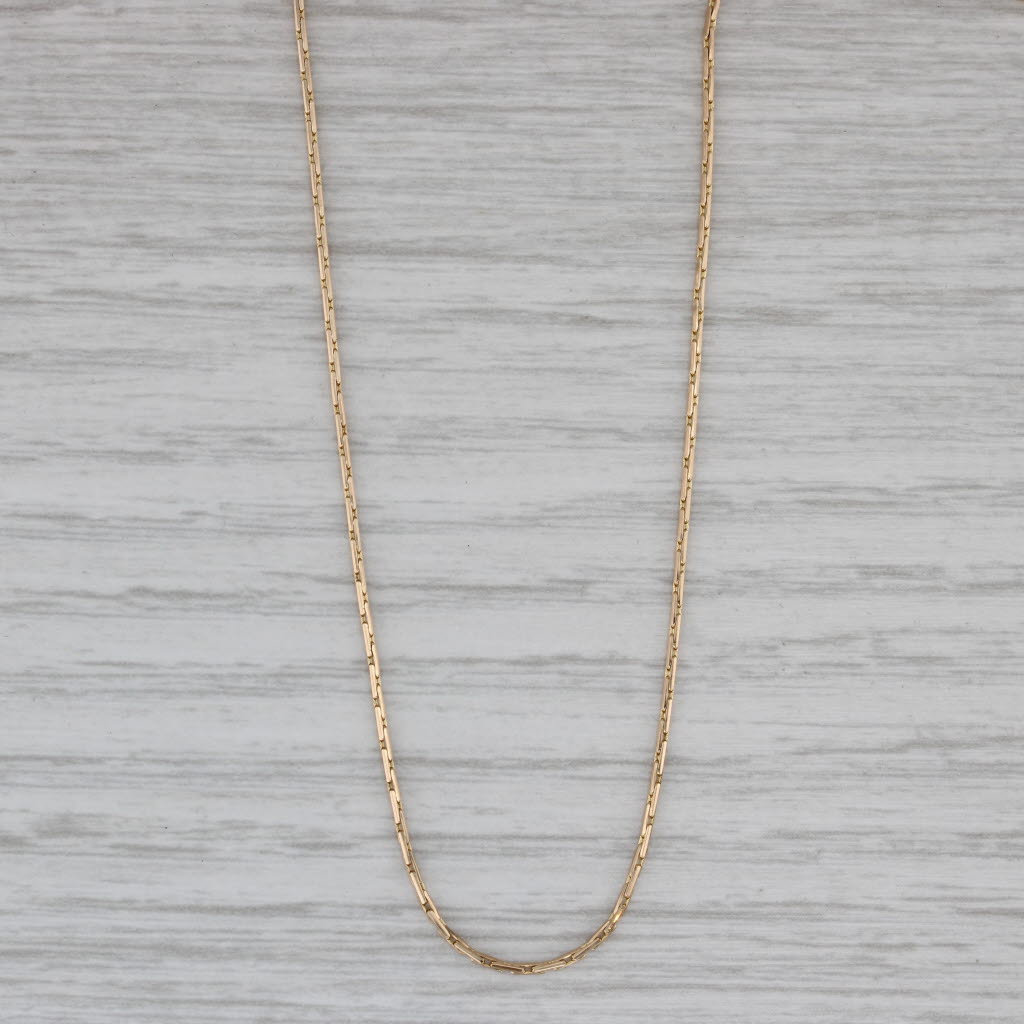 Gray Elongated Box Chain Necklace 14k Yellow Gold 20 1/4" 0.9mm