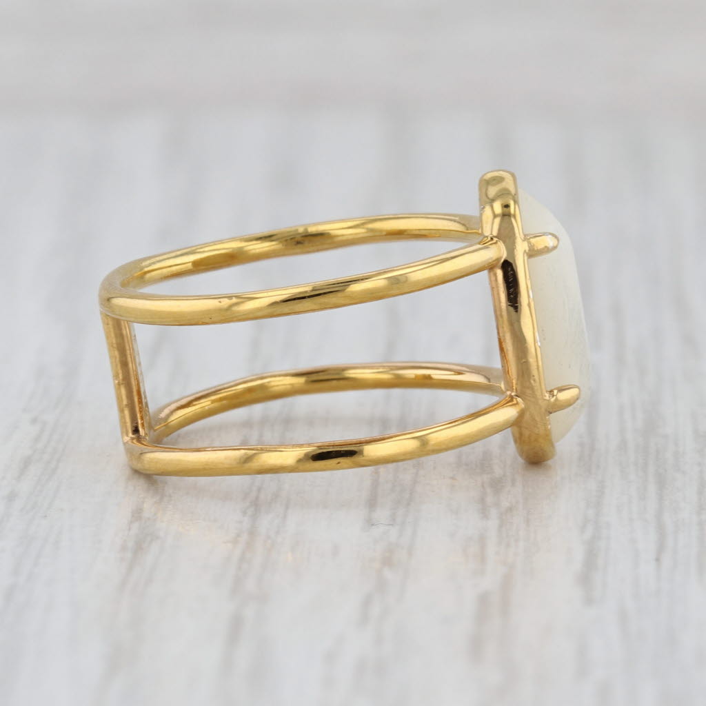 Kendra Scott Mother of Pearl Solitaire Ring Sterling Silver Gold Plated Size 9