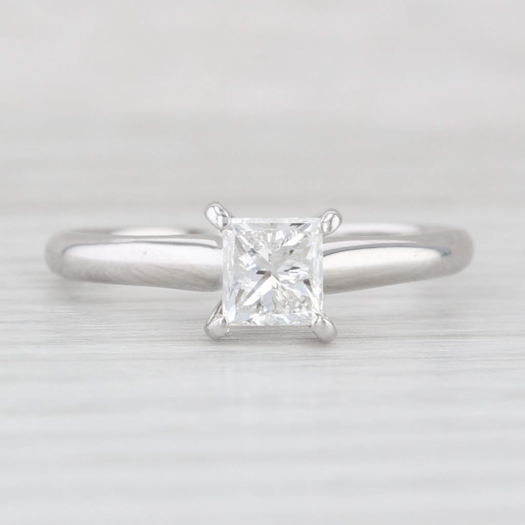 Light Gray 0.70ct VS1 Princess Solitaire Engagement Ring 14k White Gold Size 6.5 IGI