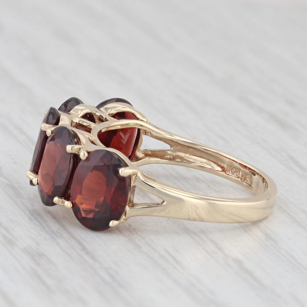 Light Gray 7ctw Garnet Ring 10k Yellow Gold Size 7 Oval 5-Stone