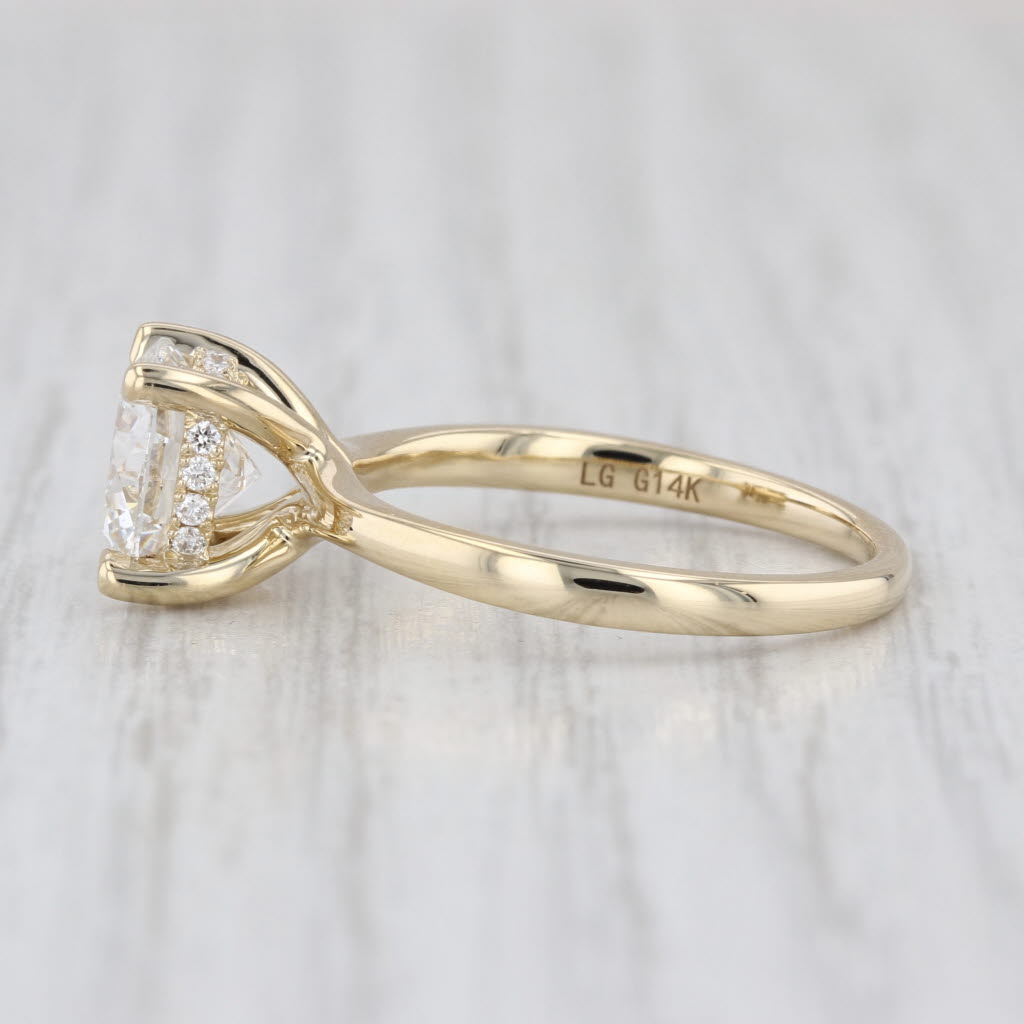 2.11ctw Lab Grown Round Diamond Halo Ring 14k Yellow Gold Size 6.5 IGI