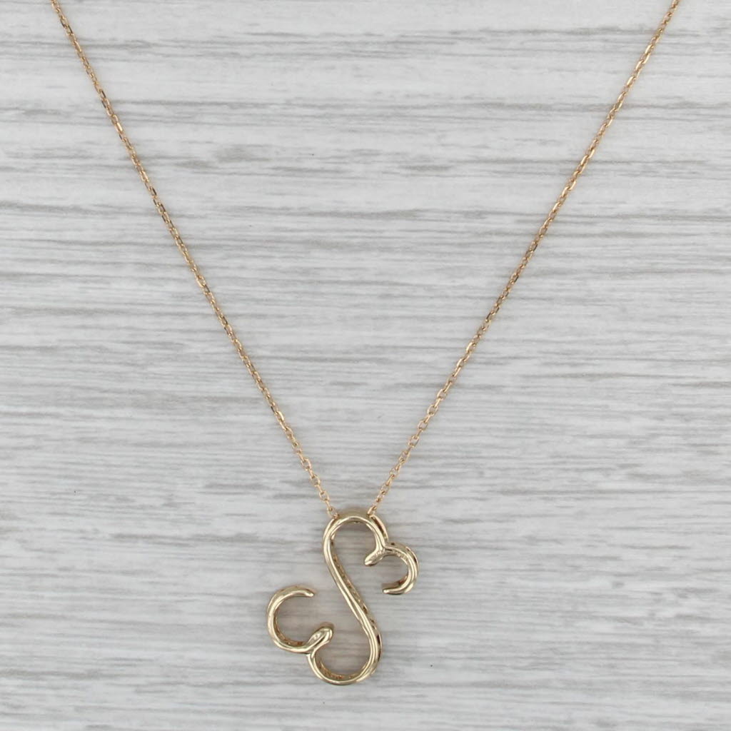 Jane Seymour Diamond Open Hearts Pendant Necklace 10k Gold 18" Cable Chain