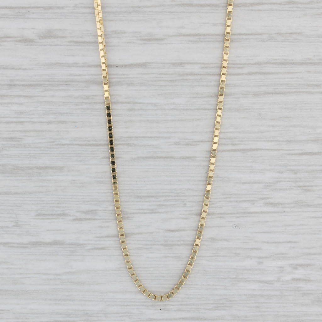 Gray New Box Chain 14k Yellow Gold 18" 1.1mm Lobster Clasp