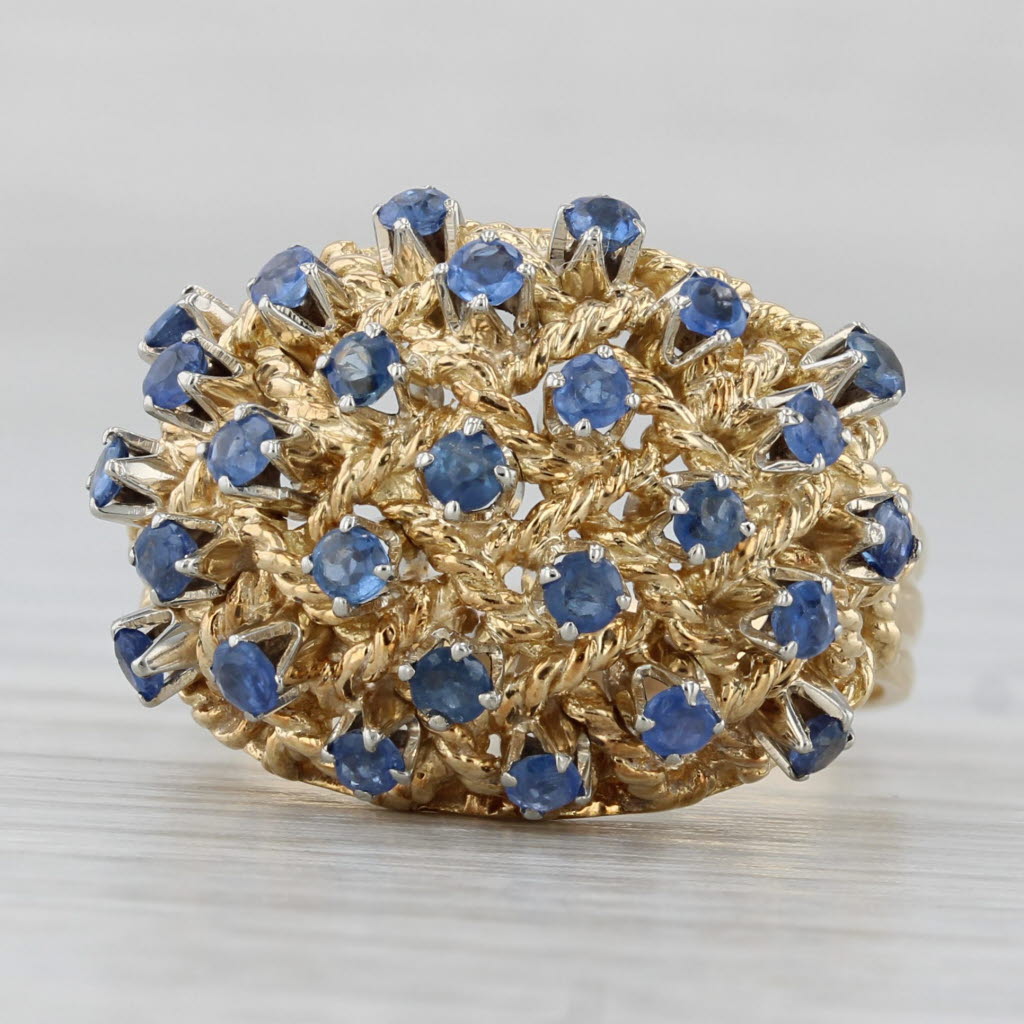 Gray 1.35ctw Blue Sapphire Cluster Ring 18k Yellow Gold Size 8 Cocktail