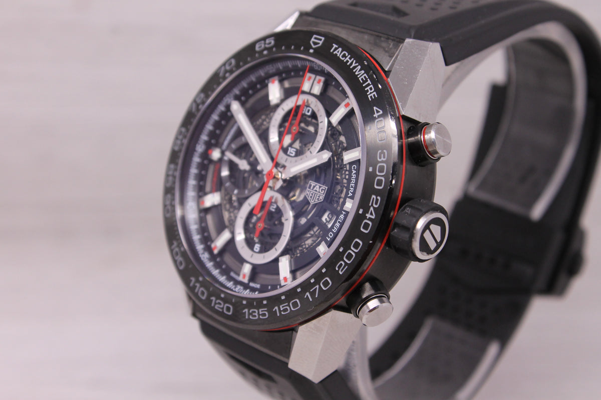 Tag Heuer Carrera 45mm Mens Steel & PVD Automatic Chronograph Watch CAR2A1Z Box