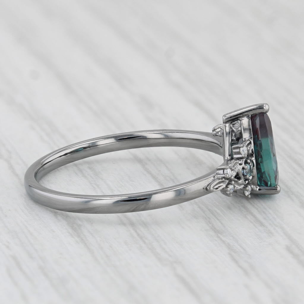 Light Gray 1.52ctw Teal Lab Created Alexandrite Cubic Zirconia Ring 10k White Gold Sz 8