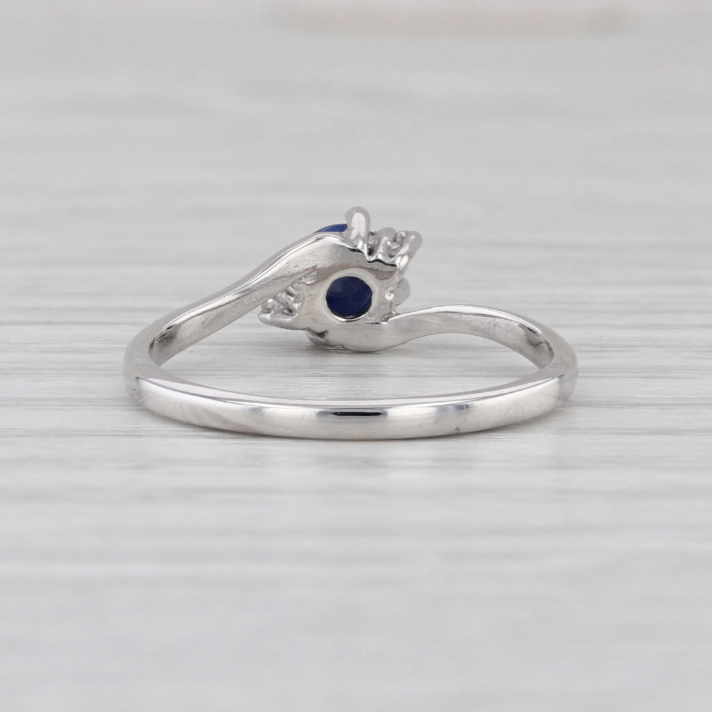 Blue Lab Created Star Sapphire Diamond Ring 10 White Gold Size 7.25