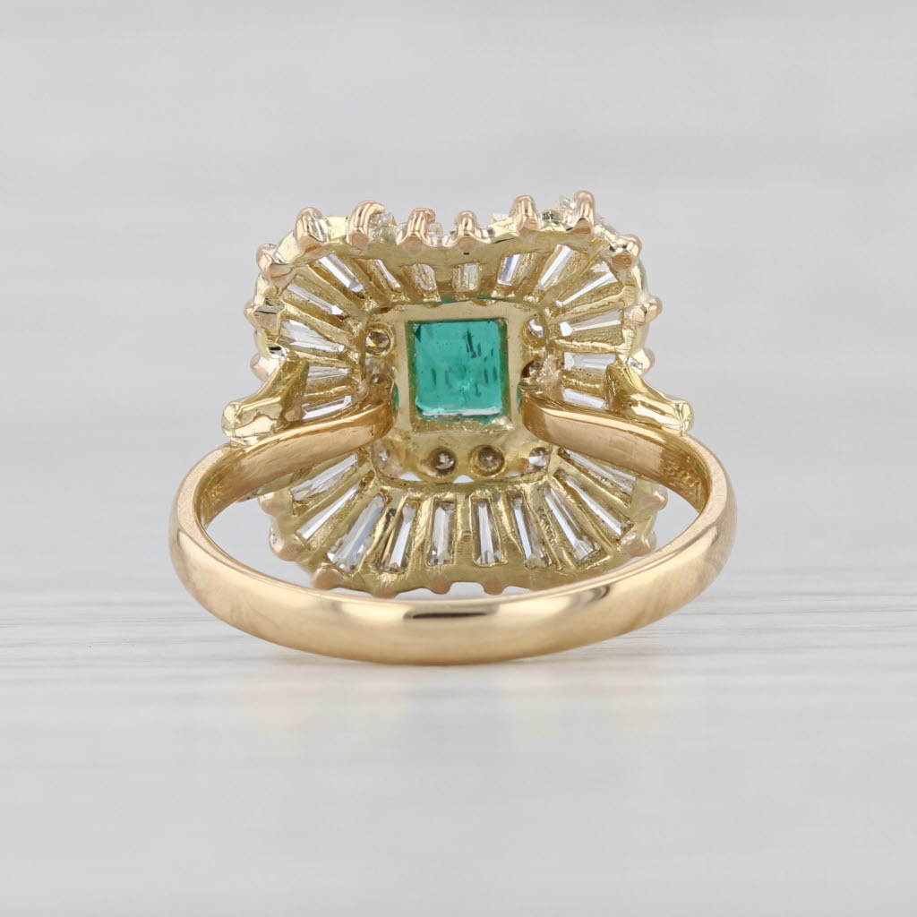 2ctw Emerald Diamond Halo Ring 18k Yellow Gold Size 6.5 Engagement