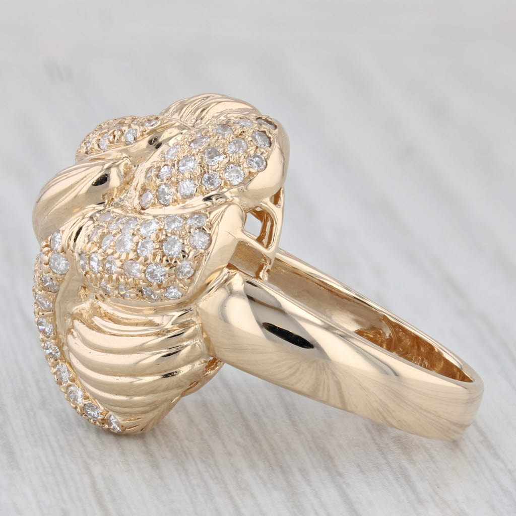 Gray 1.25ctw Diamond Knot Ring 14k Yellow Gold Size 6.75 Cocktail