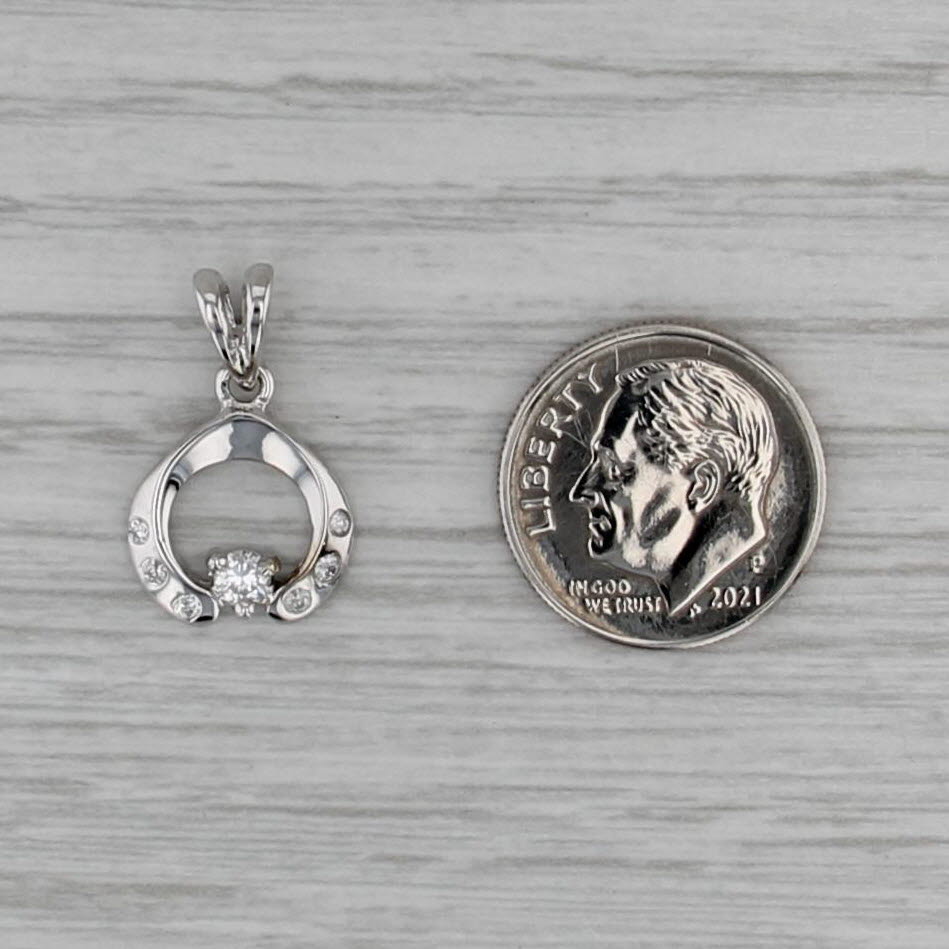 0.19ctw Round Diamond Pendant 18k White Gold Small Drop