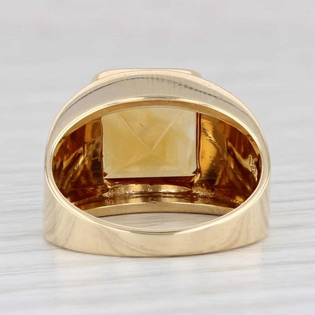 Light Gray Orange Citrine Cabochon Solitaire Ring 18k Yellow Gold Size 5