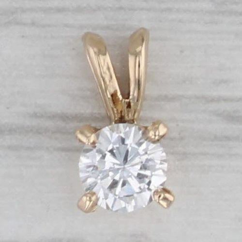 Gray 0.22ct Round Diamond Solitaire Pendant 14k Yellow Gold Small Drop