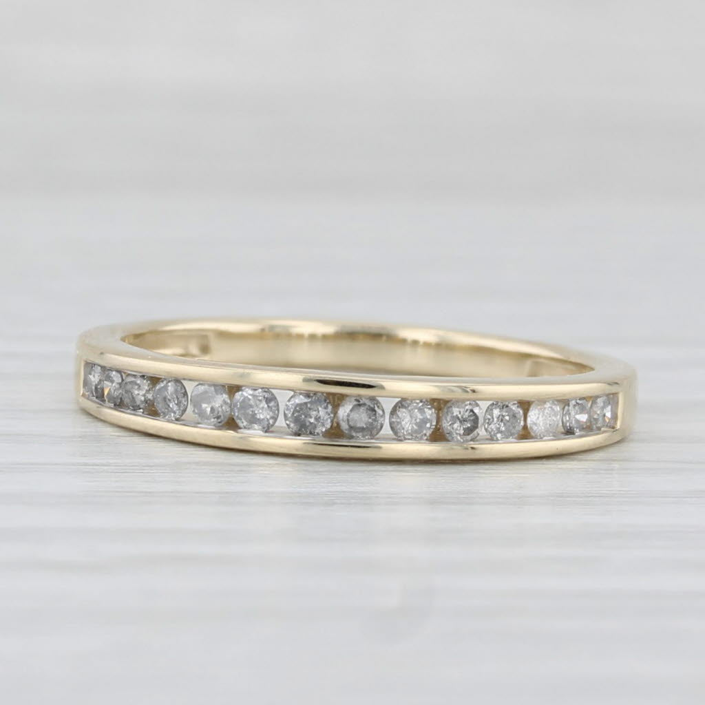 Light Gray 0.21ctw Diamond Wedding Ring 10k Yellow Gold Size 7 Band Stackable