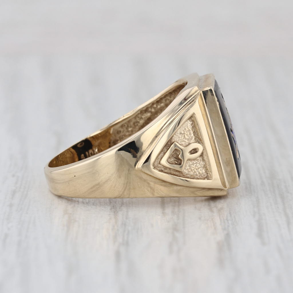 Onyx Masonic Signet Ring 10k Gold Size 10 Blue Lodge Square Compass