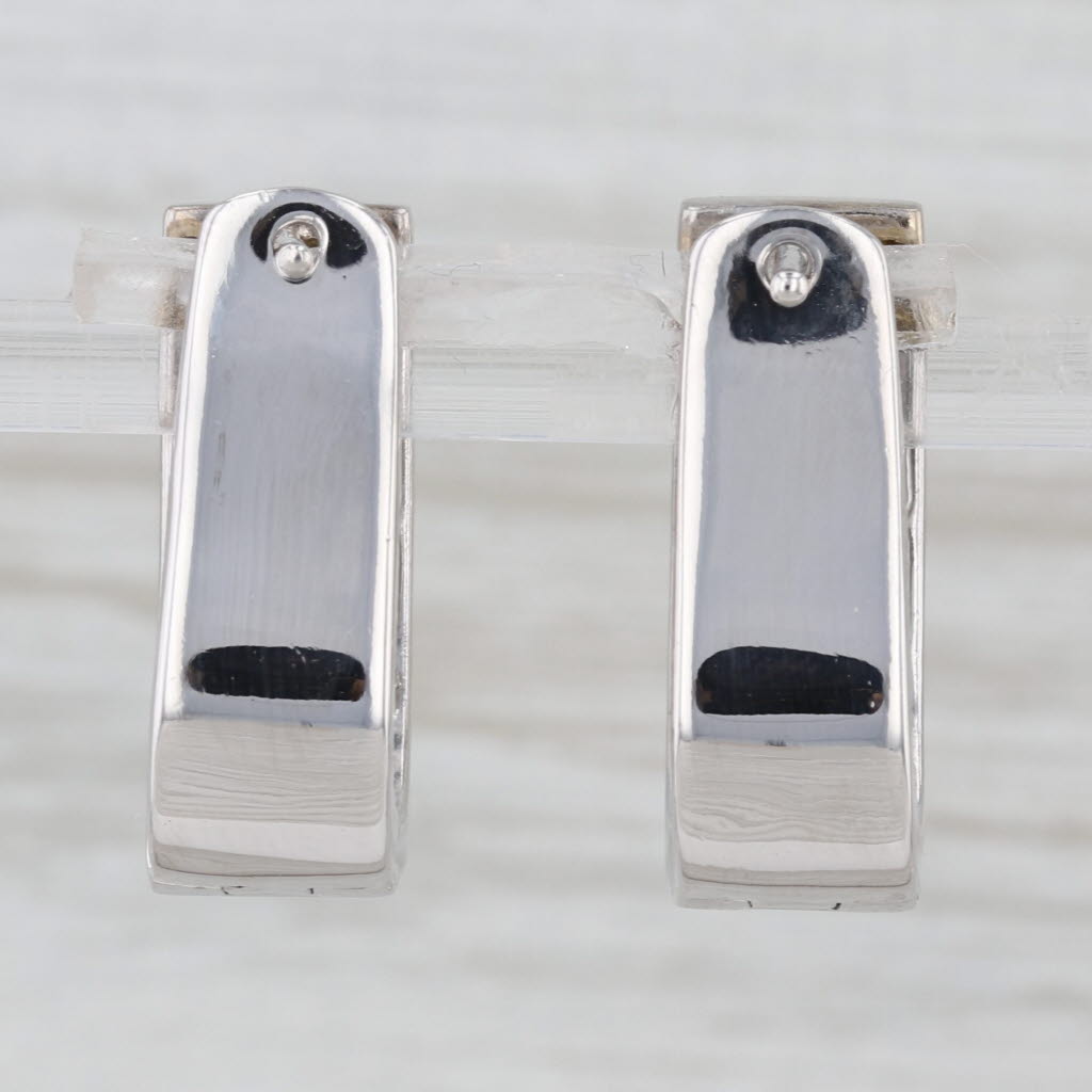 2.50ctw Pave Diamond Oval Hoop Earrings 14k White Gold Snap Top Hoops