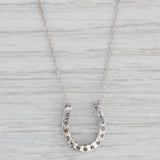 0.32ctw Cubic Zirconia Horseshoe Pendant Necklace 10k Gold 17.5" Rope Chain