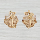 Light Gray Abstract Cultured Pearl Leaf Earrings 14k Yellow Gold Screw On Non Pierced