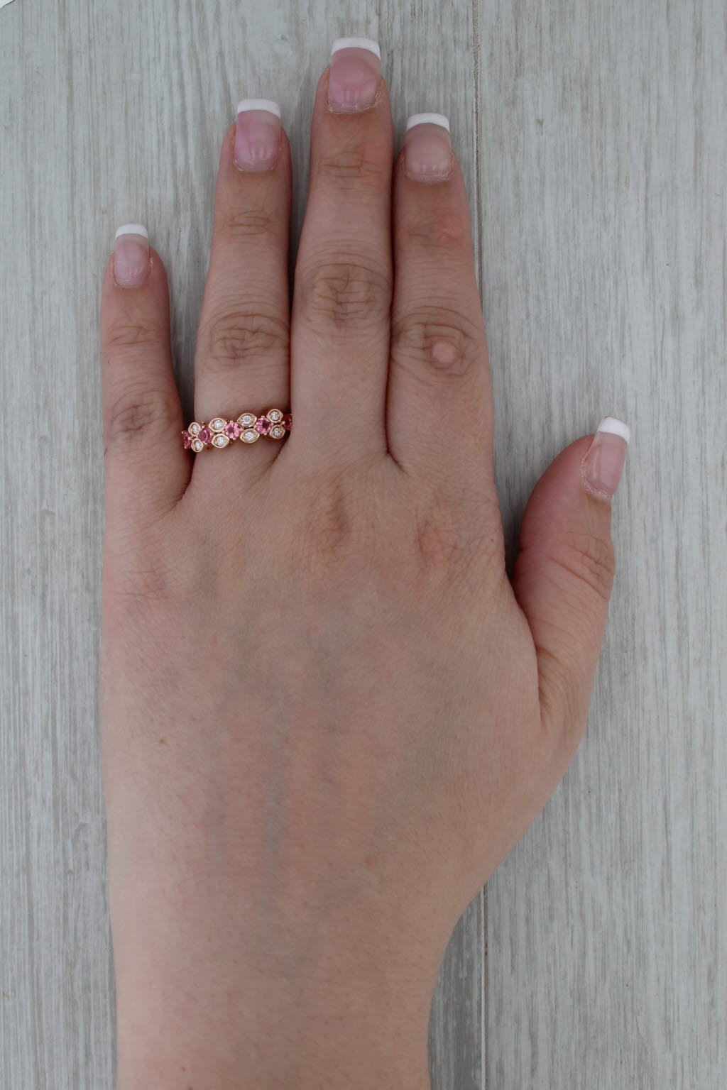 0.62ctw Diamond Pink Tourmaline Ring 14k Rose Gold Size 7 Stackable Band