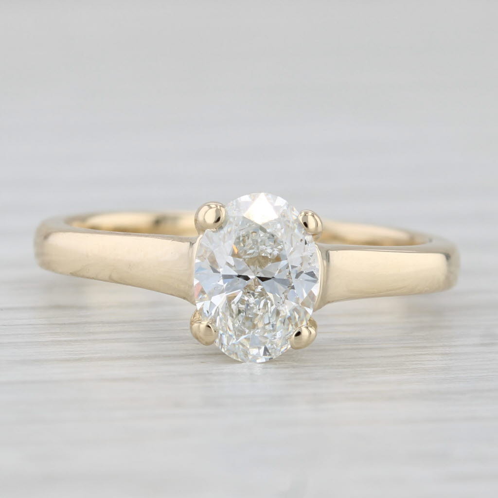 Light Gray 1.05ct Oval Diamond Solitaire Engagement Ring 14k Yellow Gold GIA Size 6.75