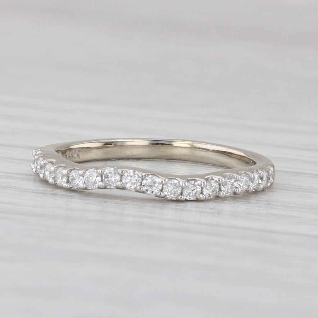 0.26ctw Diamond Contoured Wedding Band 14k White Gold Size 4.75 Stackable Ring