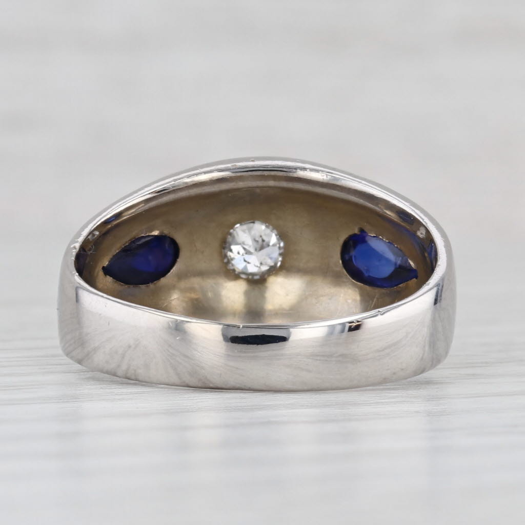 Light Gray Vintage Lab Created Sapphire Diamond Ring 14k White Gold Size 8.75
