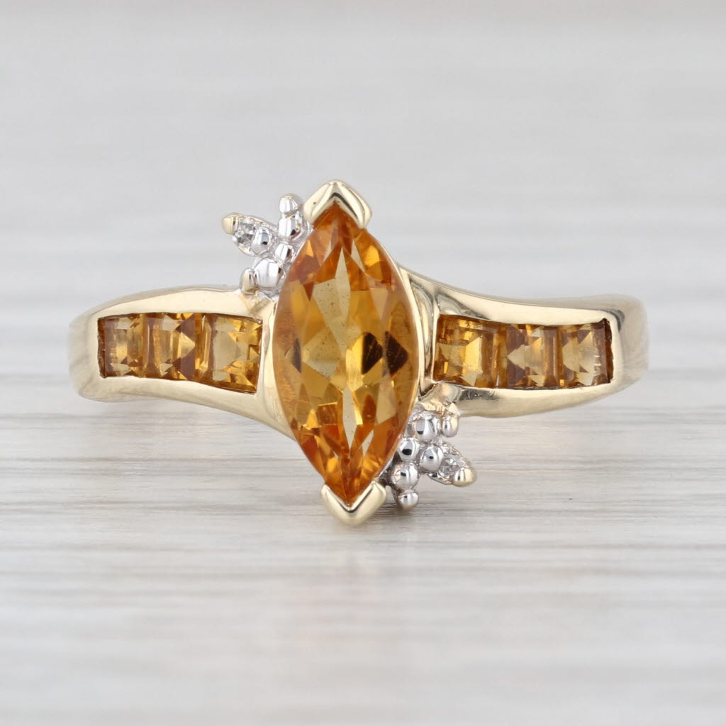 2.40ctw Marquise Citrine Diamond Bypass Ring 10k Yellow Gold Size 7.25