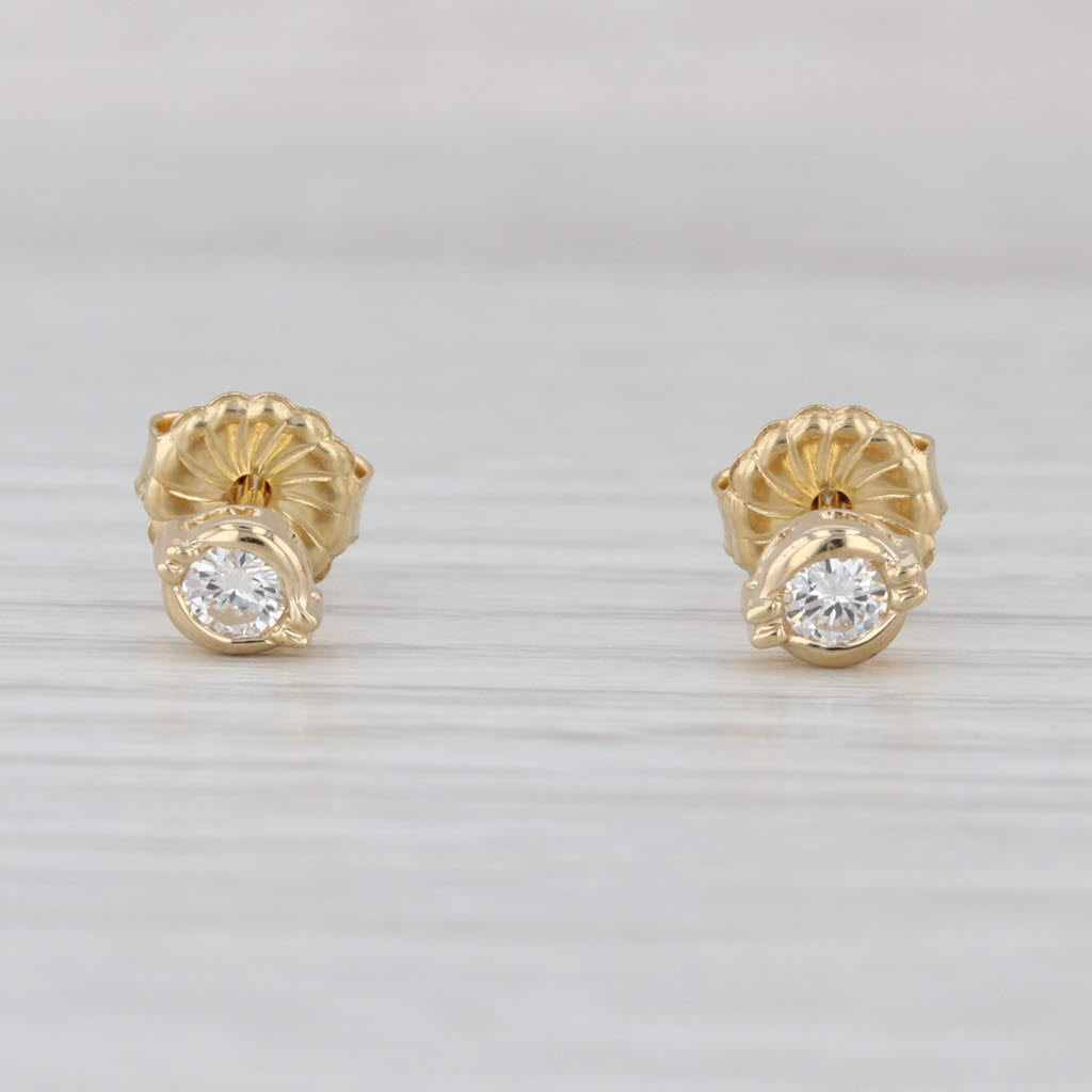 0.26ctw Diamond Solitaire Stud Earrings 14k Yellow Gold Round Bezel Set Studs