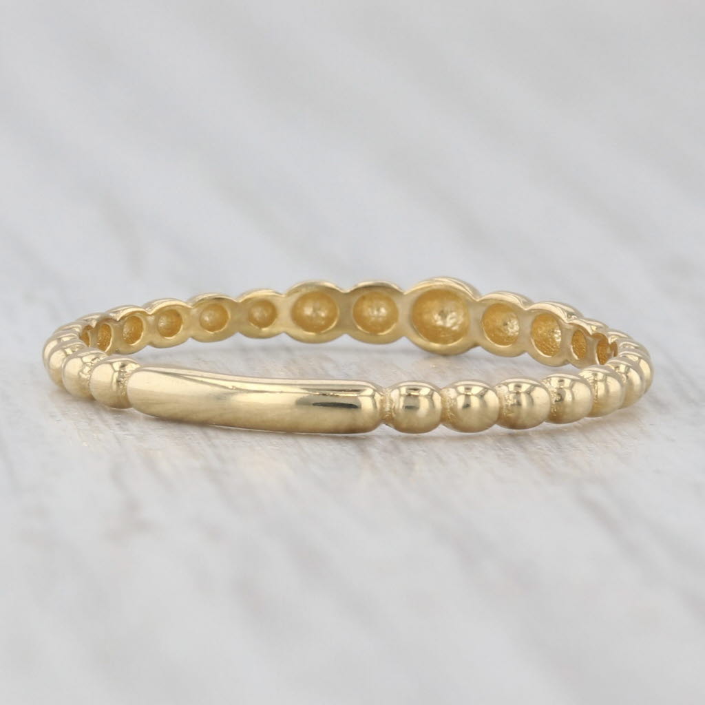 Light Gray Bead Pattern Band Ring 18k Yellow Gold Size 8 Stackable