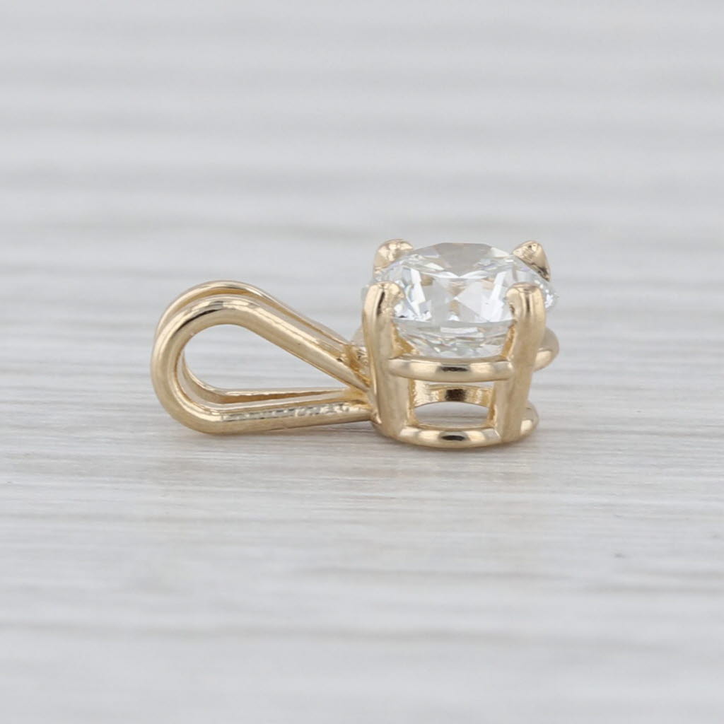 New 0.56ct Round Diamond Solitaire Pendant 14k Yellow Gold