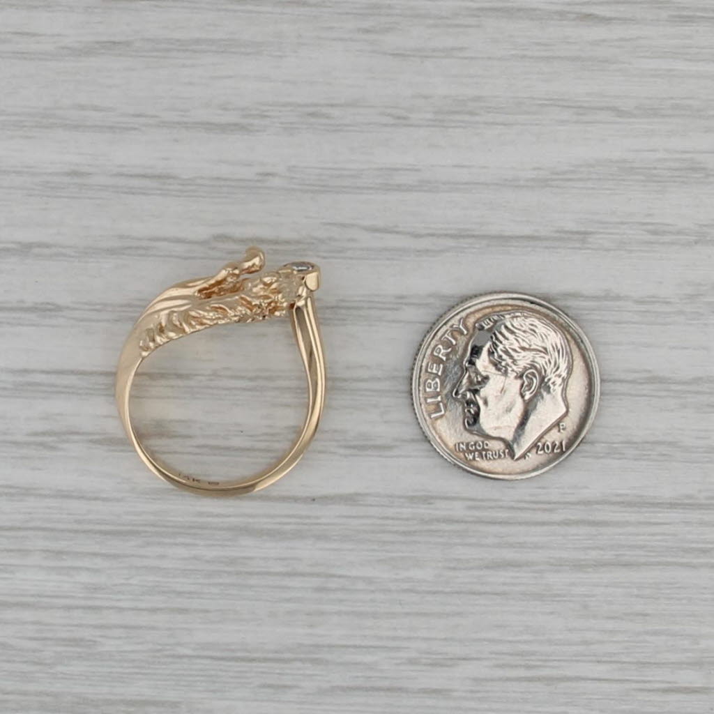 0.11ct Diamond Horse Ring 14k Yellow Gold Size 6.25 Western