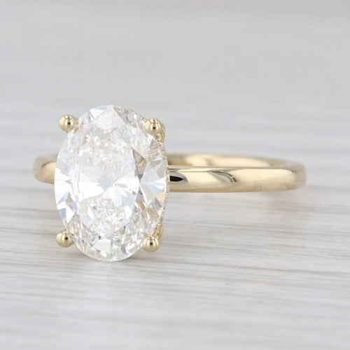 New IGI 3.09ctw Oval Halo Lab Grown Diamond Engagement Ring 14k Yellow Gold