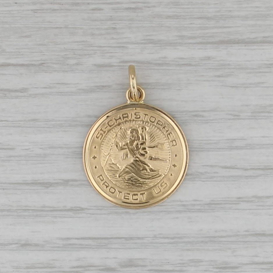 Tiffany St Christopher Protect Us Pendant Medallion Token 18k Gold Engravable