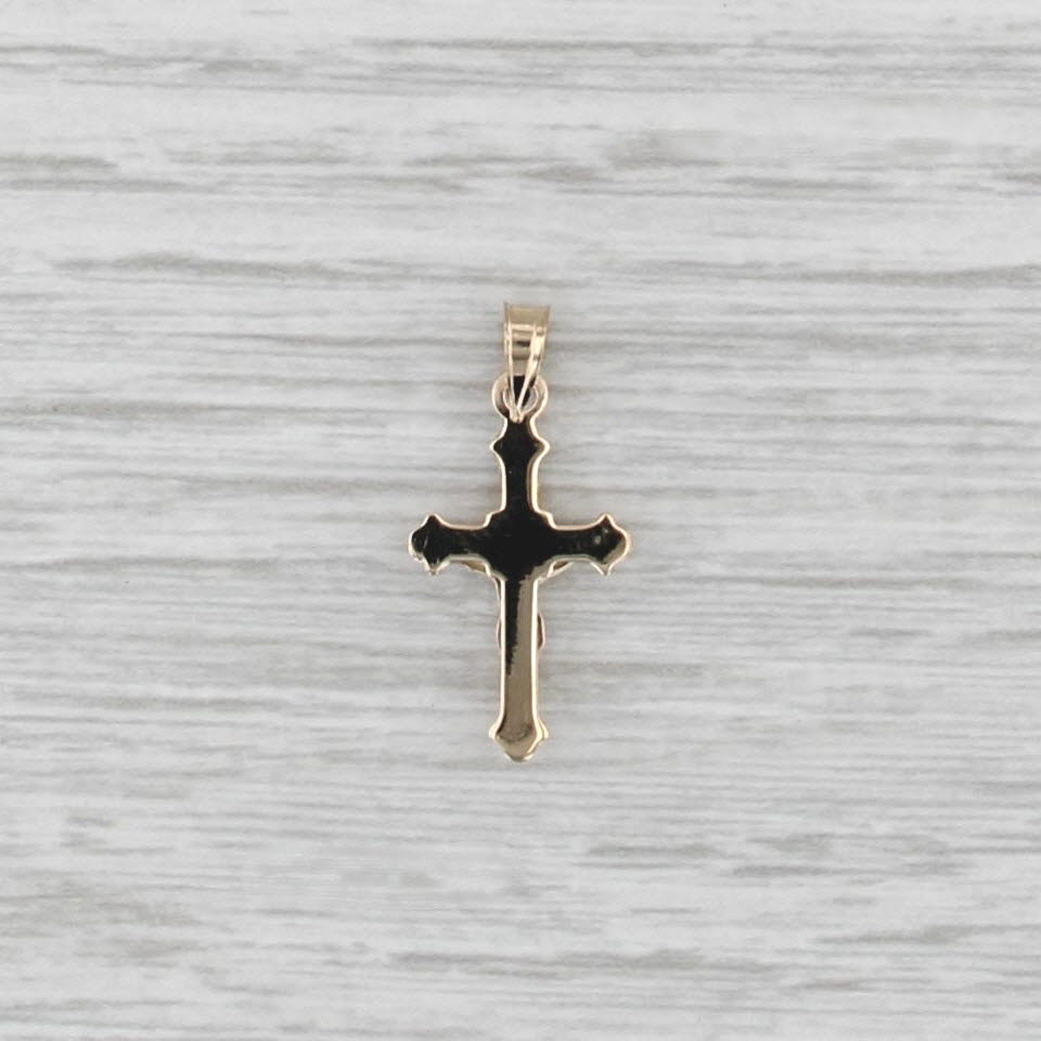 2-Toned Small Crucifix Cross Pendant 14k Yellow White Gold Figural Religious