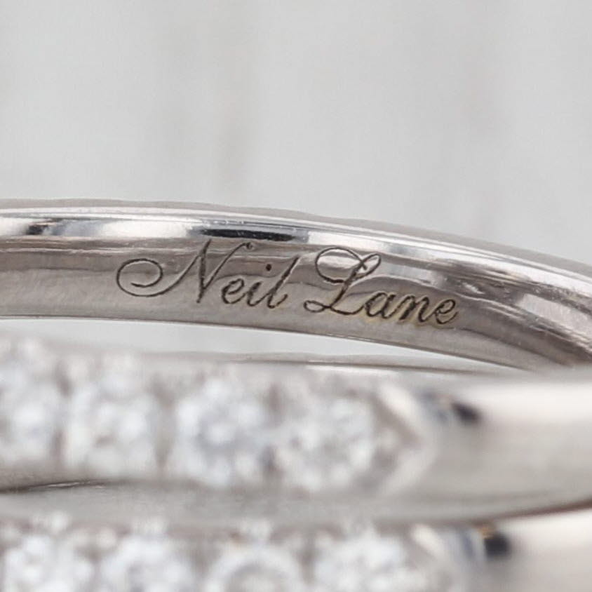 Neil Lane Diamond Halo Engagement Ring Wedding Band Bridal Set 14k White Gold