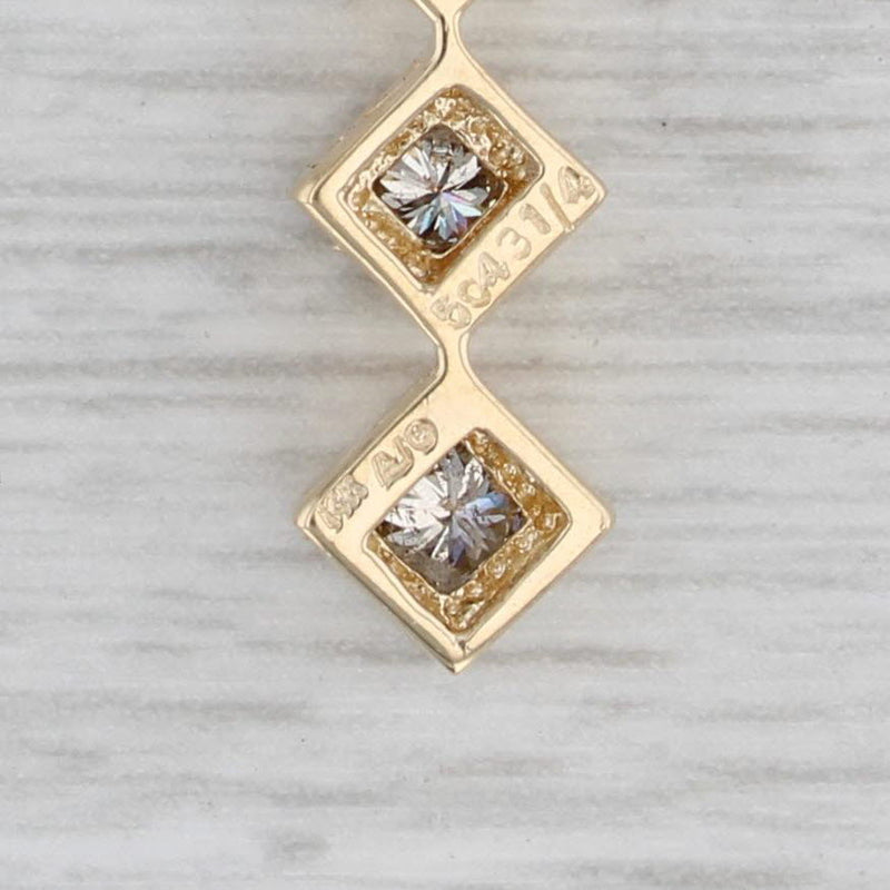 Gray 0.20ctw 3-Stone Diamond Pendant Necklace 14k Yellow Gold 18" Rope Chain