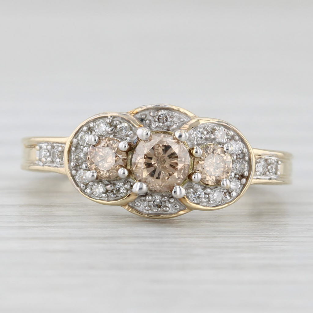 Light Gray 0.62ctw Champagne Diamond Engagement Ring 14k Yellow Gold Size 4