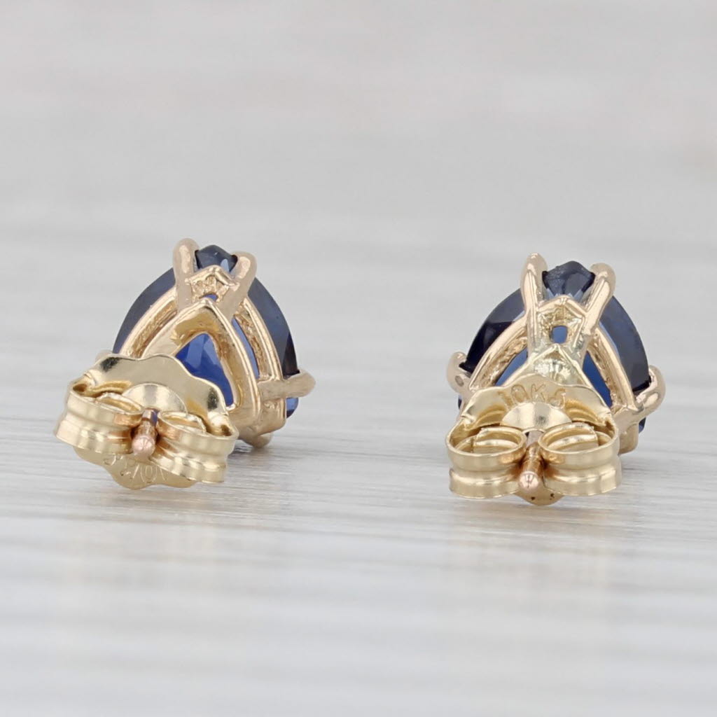 Light Gray 2ctw Lab Created Blue Sapphire Stud Earrings 10k Yellow Gold