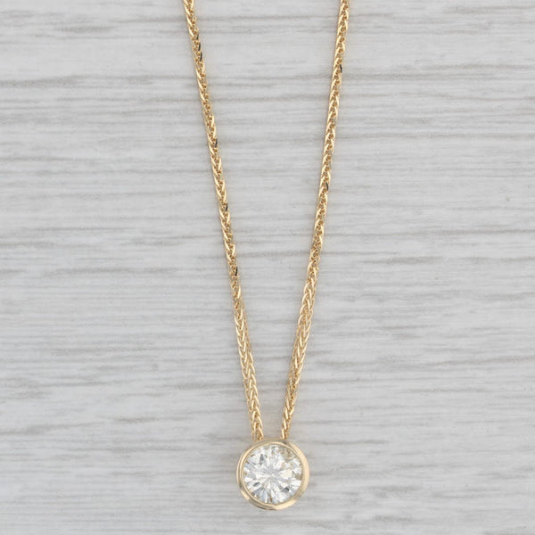 Gray 0.57ct Diamond Solitaire Floating Pendant Necklace 14k Gold 18" Wheat Chain